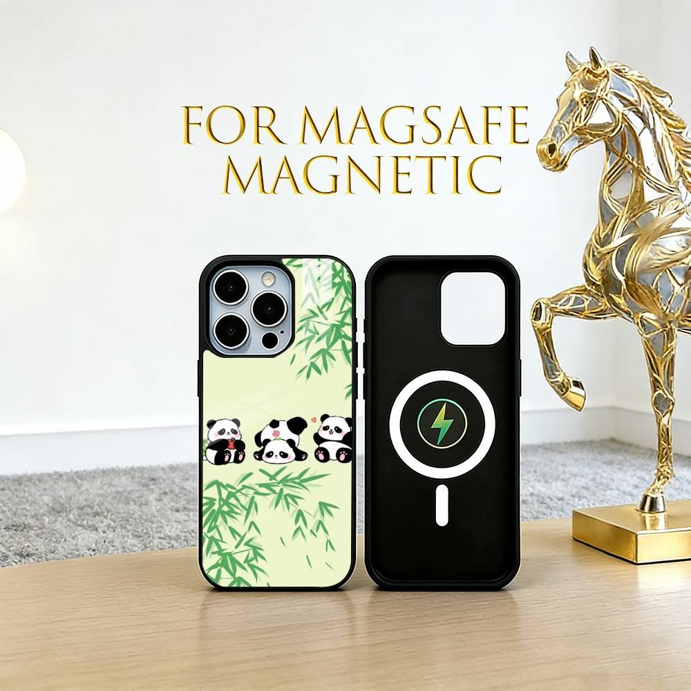 panda Phone Case For iPhone17,16,15,14,13,12,11 Plus,Pro Magnetic with Magsafe Wireless Charging