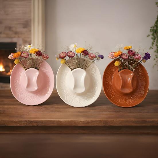 Hars Cowboyhoed Wandplanter Handgemaakte Wandhangende Vaas Western Boho Wanddecoratie voor Badkamer Woonkamer Kantoor Huisdecoratie