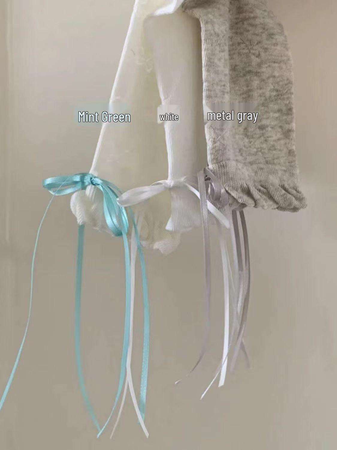 

Летние носки-пузыри из кружева с бантом серии «Фея» для девочек Metallic Gray