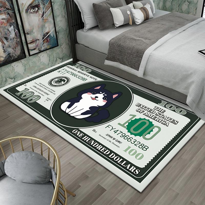 Creative Dollar Coins Cartoon Pattern Carpet Cat and Mouse Personalized Study Floor Mat Footwear Home Decoration
