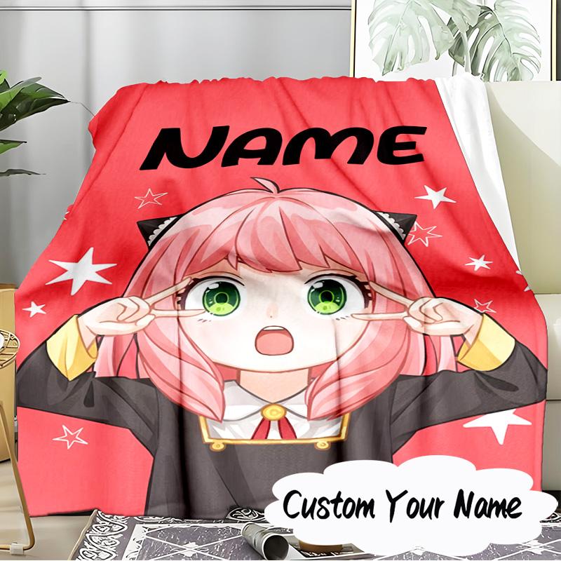 Custom Name Anya Sweet Fan Family Blanket Ideal Bedding Blanket Perfect for Travel, Camping, Living Rooms, Offices, Sofas, Fan Christmas Gift