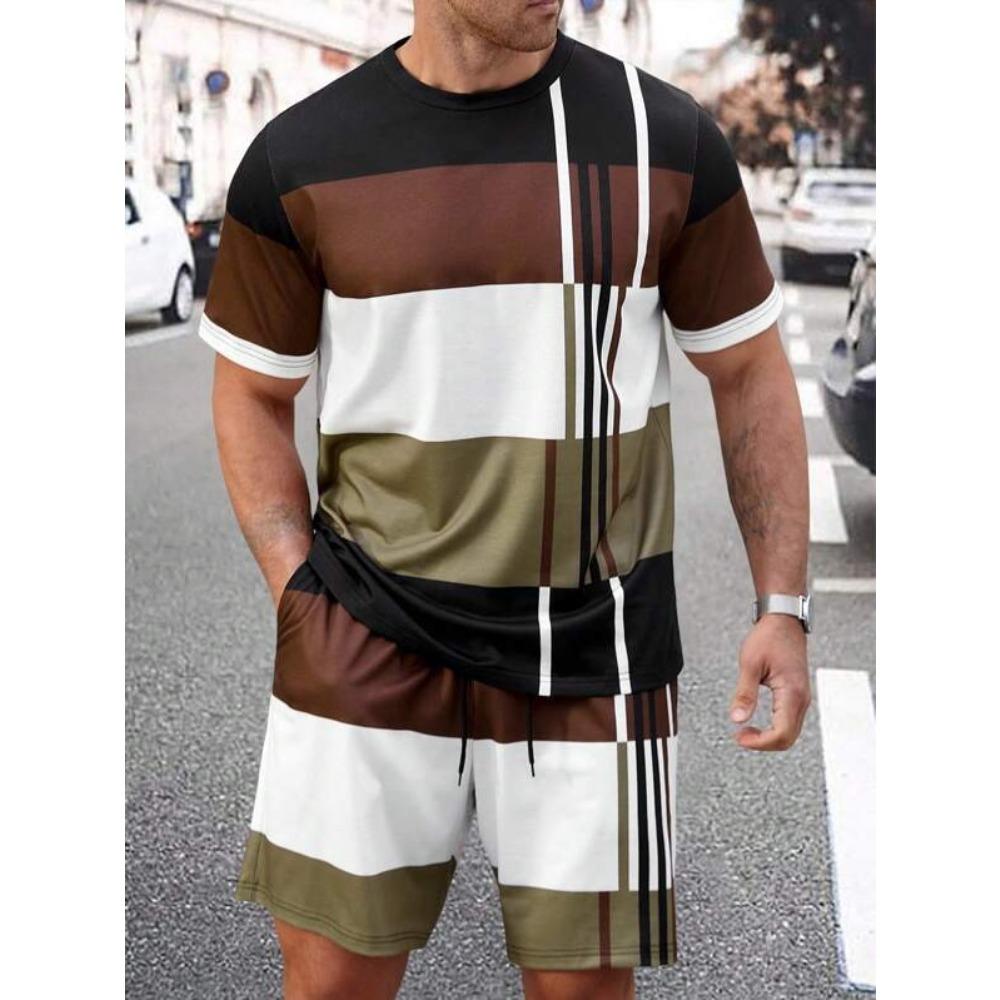 Summer Men's Printed Sports Suit Fashion Trend Versatile Breathable