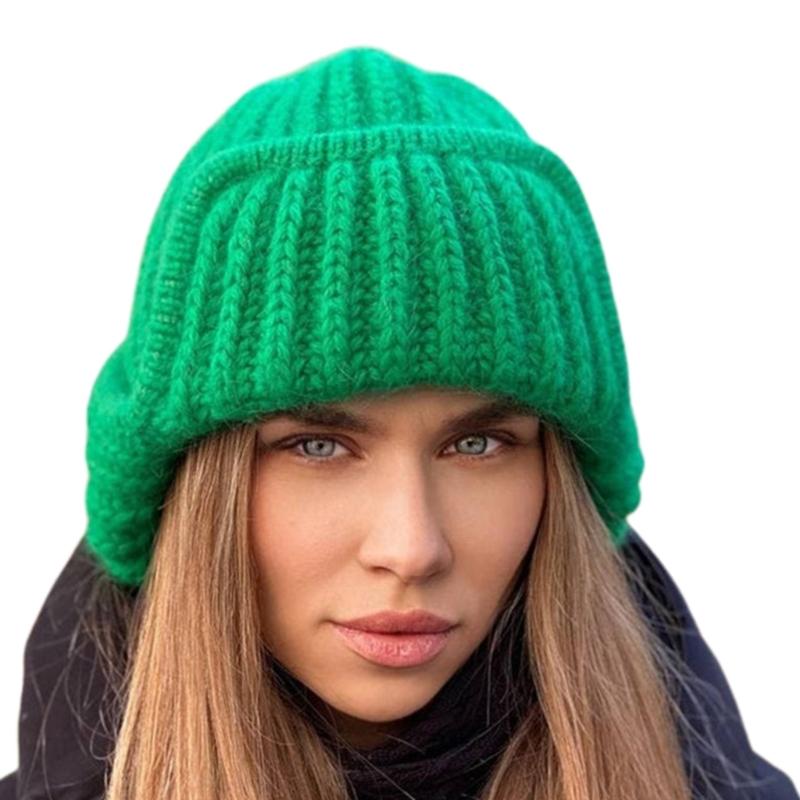 Knitted Trapper Hat Russian Bomber Hat Knit Earflap Beanie For Women Ear Protection Hat Winter Warm Bucket Hat