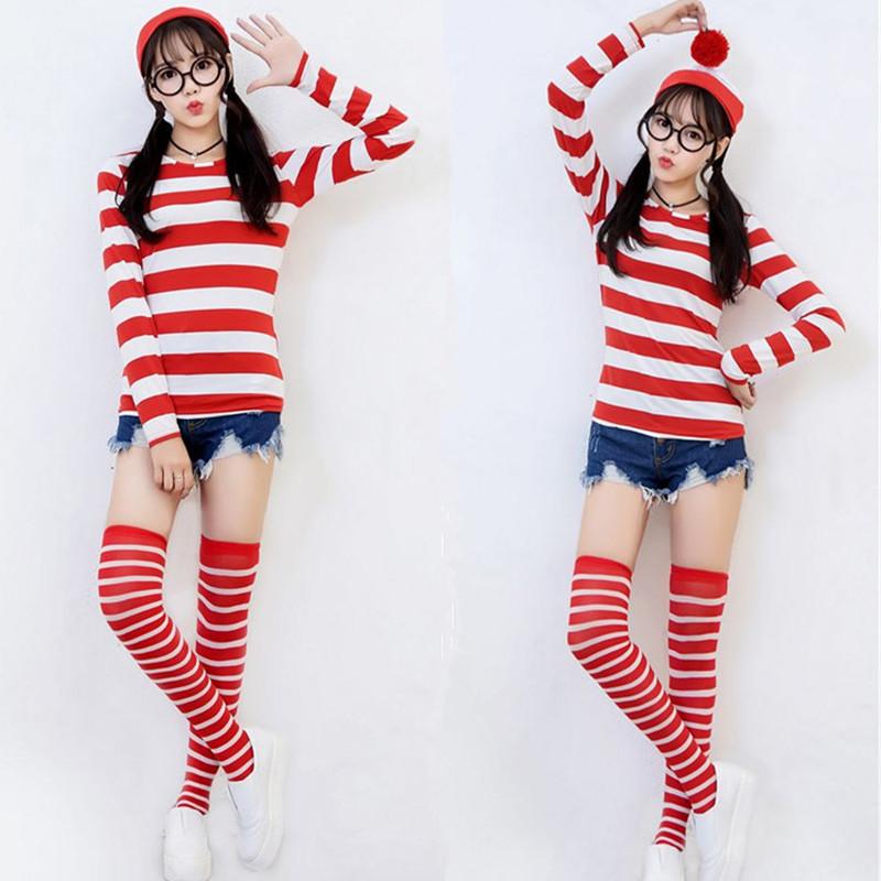 Adult Ladies Us Wheres Wally Wenda Costume Cartoon Waldo Cosplay Fancy Dress