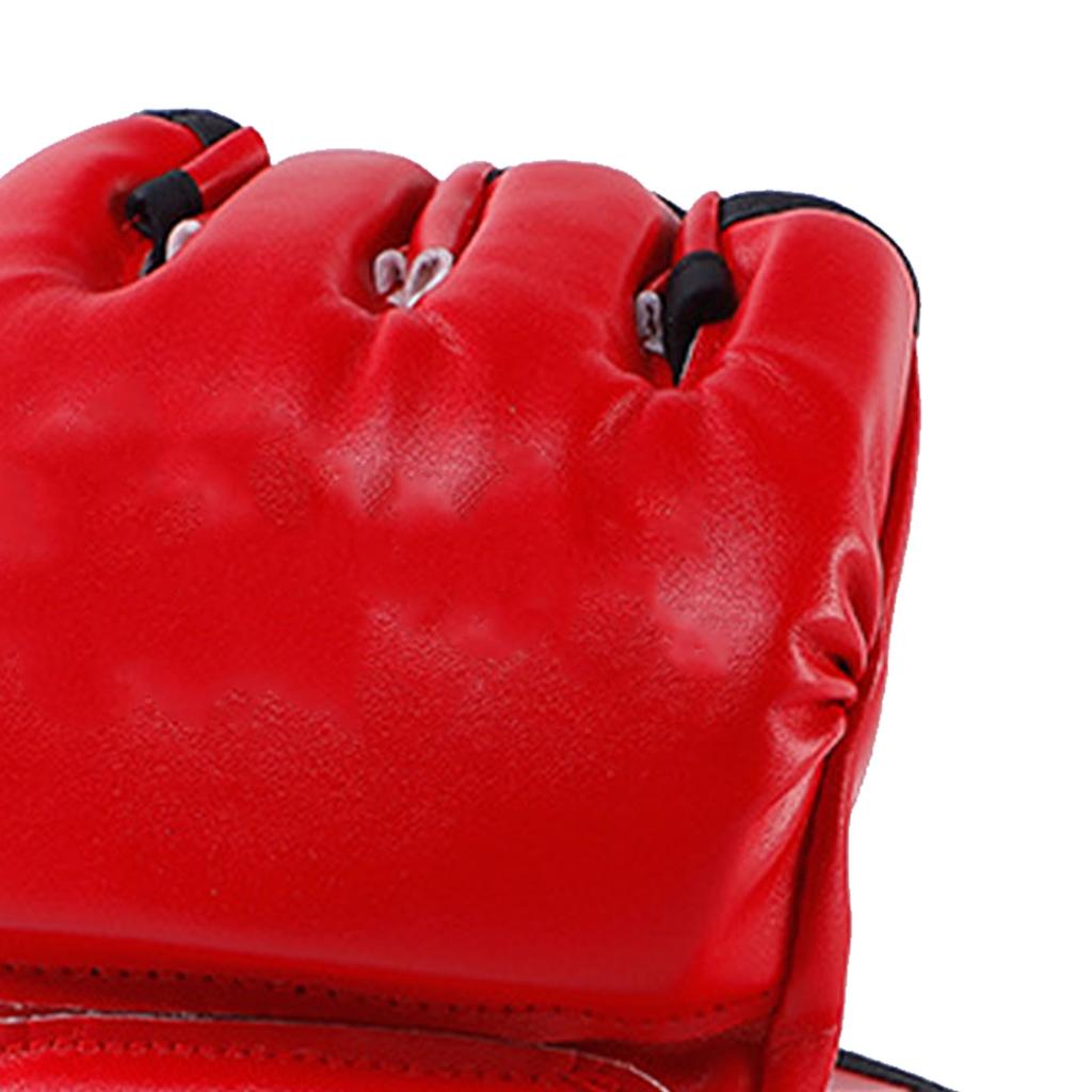 Unisex MMA Gloves Half Finger Boxing Gloves with Open Palms for Combat Fighting Training Red