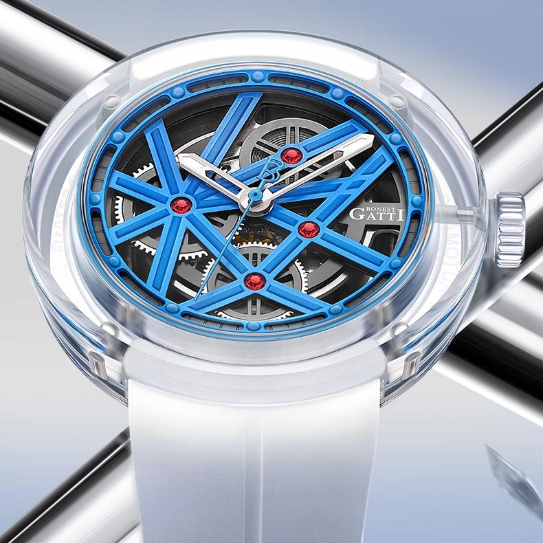 Bonest Gatti Uhr, Glasschale, modische Herren-Mechanische Uhr