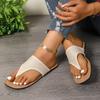 Korean version 2025 summer new pinch foot cool slippers flat-bottomed canvas niche retro versatile toe flip-flops shoes women