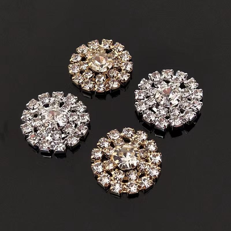 10PCS Handmade Vintage Metal Decorative Buttons Crystal Pearl Flower Center Alloy Flatback Rhinestone Buttons Craft Supplies