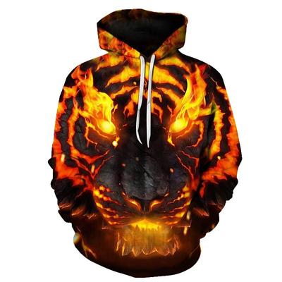 Flamme Tigre Lion Impression 3D Sweat À Capuche Pour Hommes Printemps Automne Nouveau Style Sweats À Capuche Dessin Animé Pull Décontracté Hoddies Couple Pull