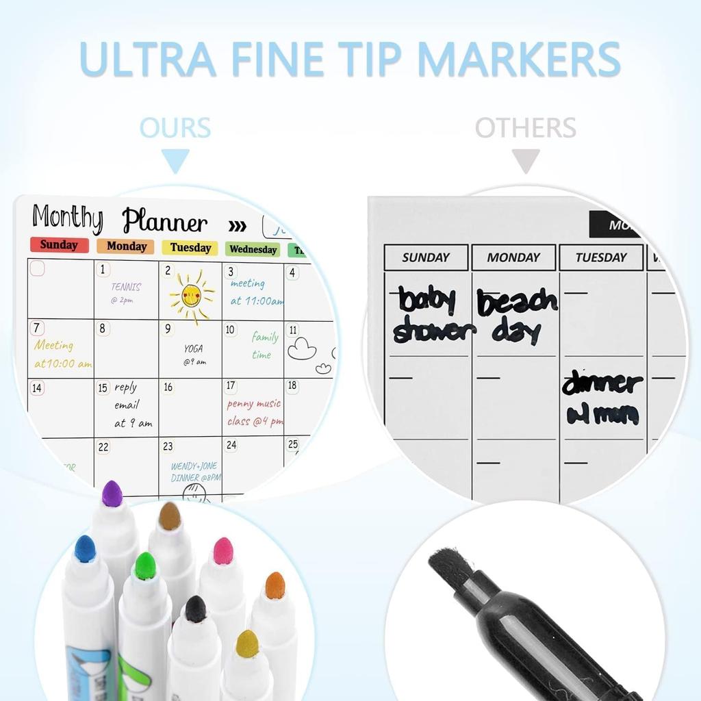 Magnetic Dry Erase Calendar Whiteboard Set (3-Pack) for Fridge, Wall, and Refrigerator Organization – Monthly, Weekly