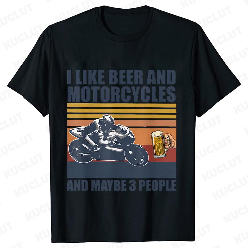 I Like My Motorcycle and Maybe 3 People T-Shirts Men Casual Loose Clothing Oversized Summer Fashion Tops Cartoon Mens Tshirts