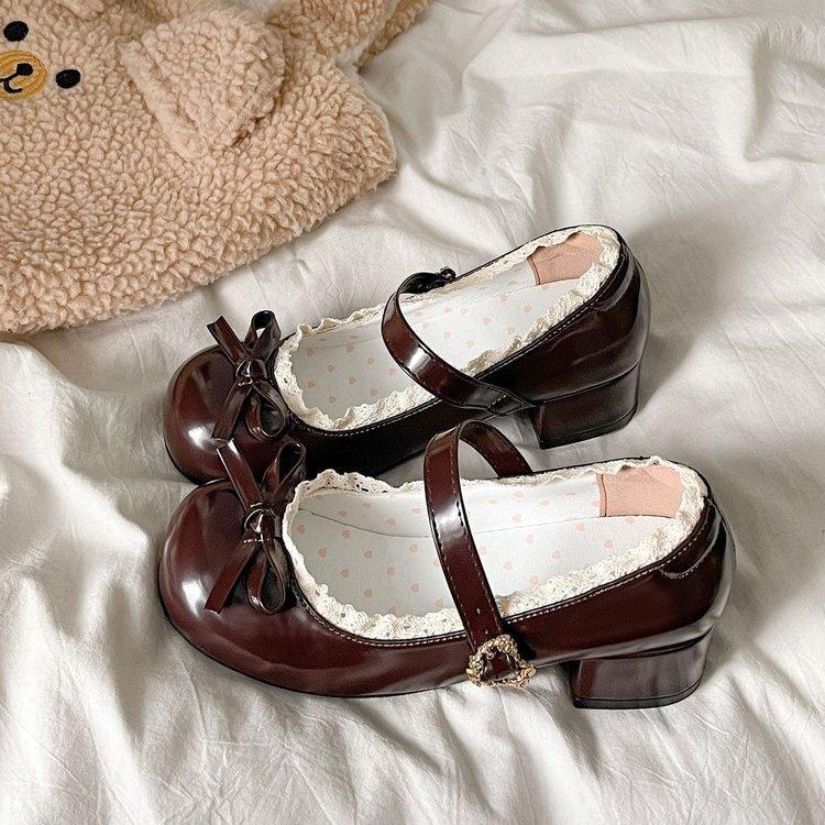 Sweet sister Japanese Lolita Mary Jane leather shoes women's 2026 new versatile light mouth bow single shoes shoes versatile