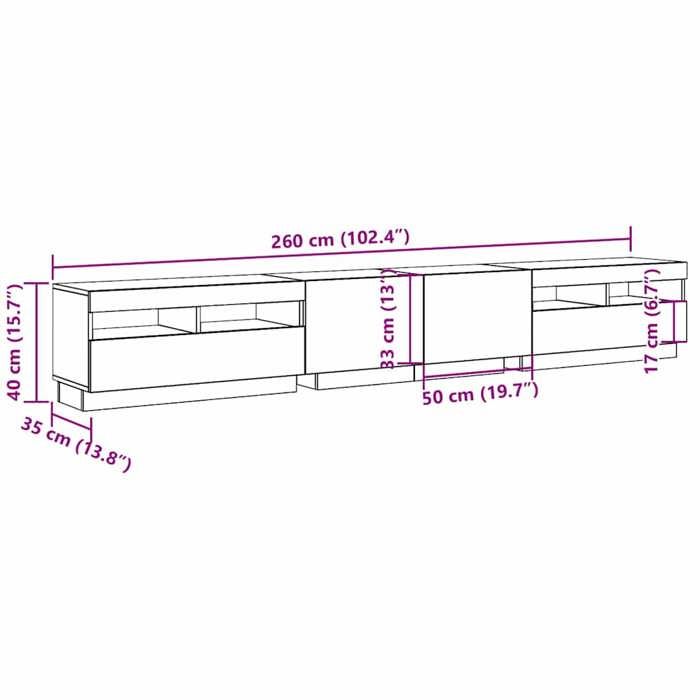 VidaXL Meuble TV avec lumières LED chêne artisanal bois d'ingénierie 3329168