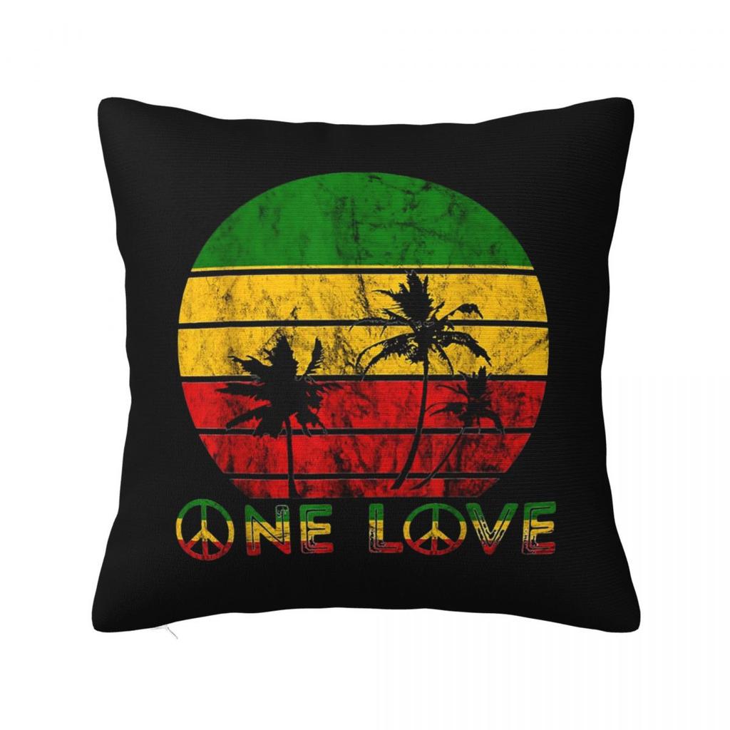 Harajuku Vintage Style Arts Bob Marley One Love Square Pillowcase Pillow Cover Cushion Comfort Throw Pillow for Home Living Room