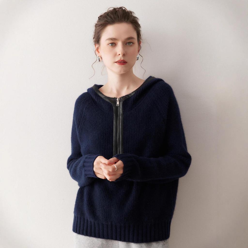 Women's Loose Cashmere Hooded Half-Zip Pullover - Autumn & Winter Cross-Border Knit Sweater