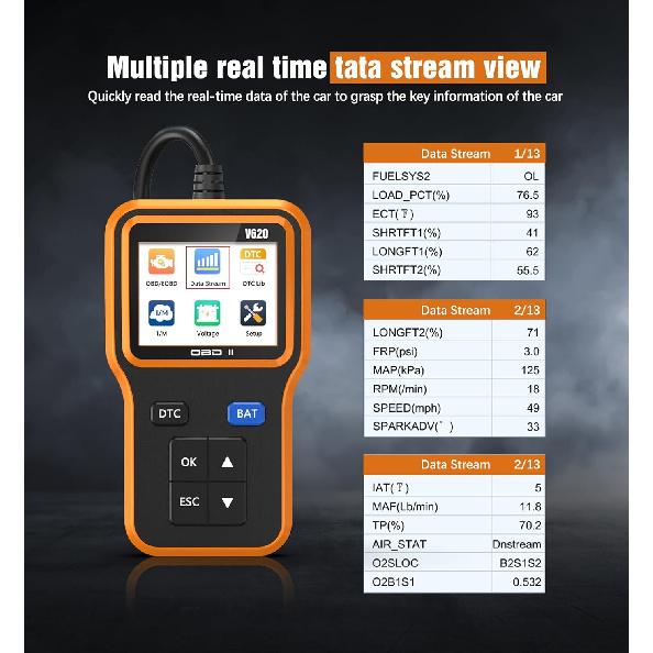 OBD2 Scanner With Upgrade Battery Tester - Diagnostic Tool For Cars That Check Engine Light & Emissions Readiness Read And Clears Vehicle Error Codes