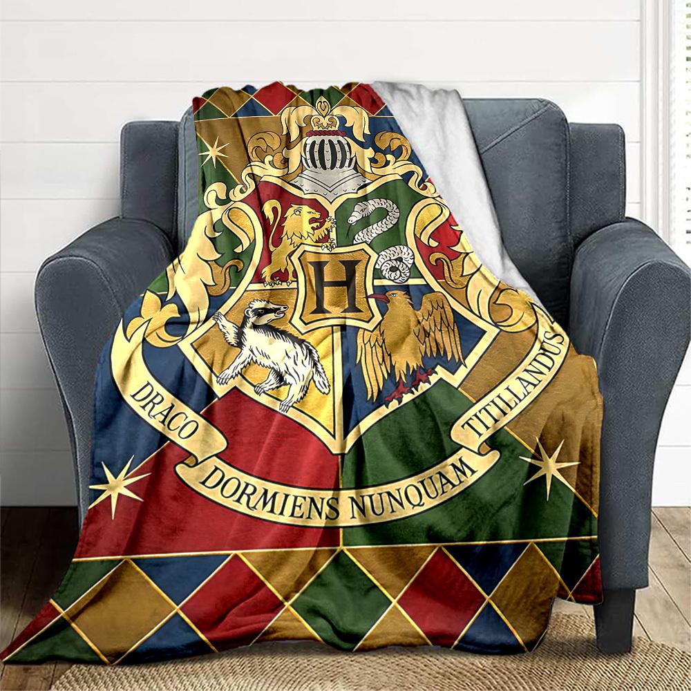 1pc Harry Potter Flannel Throw Blanket - HD Printed Lightweight Soft Warm All-Season Blanket for Sofa, Bed, Travel, Camping 052