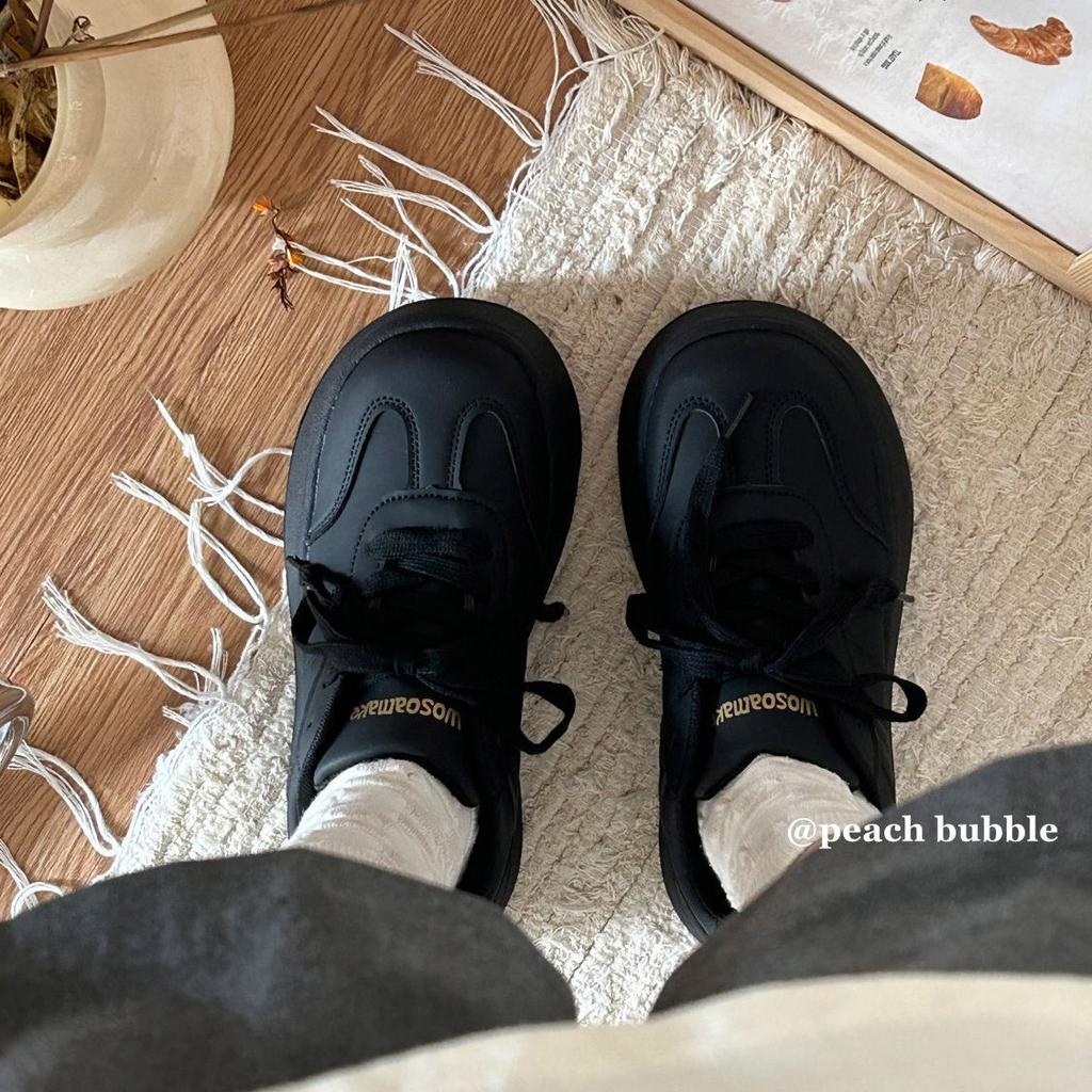 High-value Skirt, Black Heightening Platform Shoes, Children's Spring New Versatile Sports Retro German Training Board Shoes