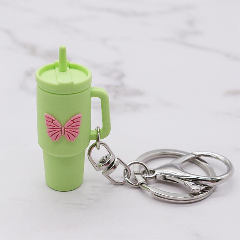 Popular Soft Rubber Stanley Cup Pendant Keychain - Creative Milk Tea Cup Keyring Available