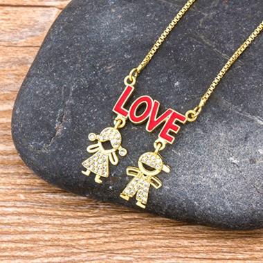 Nidin New 12 Styles Copper Zircon Boy Girl Love Necklaces Women Necklaces & Pendants chain Jewelry Charm Mother's Day Gift
