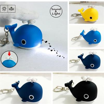 Luminous LED Whale Keyring Sounds Light Animal LED Keychain Cute Sea Whale Keychain  Bag Pendant
