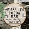 2D Flat, 1pc 7.87x7.87 Inch Round French Aluminum Sign, Vintage Decorative Plaque for "Coffee Tea Cocoa Bar", "Coffee Bar" Decorative Sign, Suitable