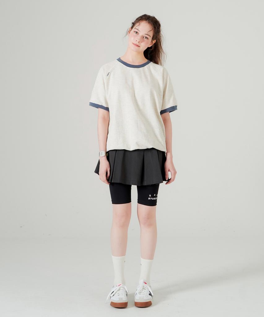 WV PROJECT Color Block Short Sleeve T-Shirt Oatmeal Mjst7788