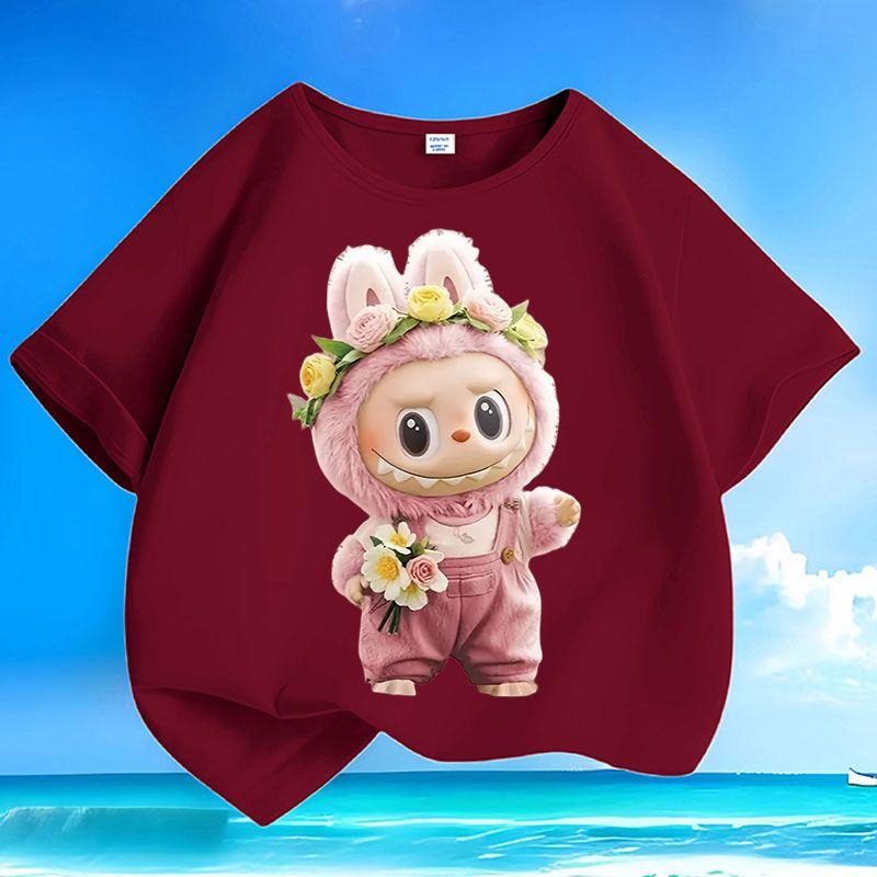

Pure Cotton Fashionable T-shirts for Children, Summer Casual Short-sleeved Tops for Boys and Girls 160