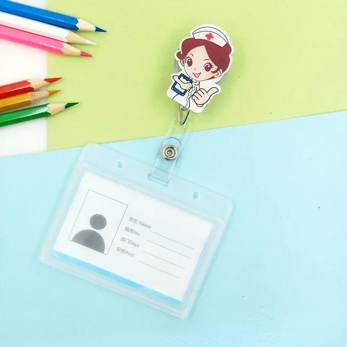 transparent Plastic Doctor Nurse ID Card Sleeve Badge Card Cover Retractable Badge Card Holder cover Protector