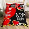 Set Biancheria da Letto Mr Mrs Microfibra Romantico Tema Matrimonio Set Copripiumino King Per San Valentino Citazioni Divertenti Cuore d'Amore Copripiumino