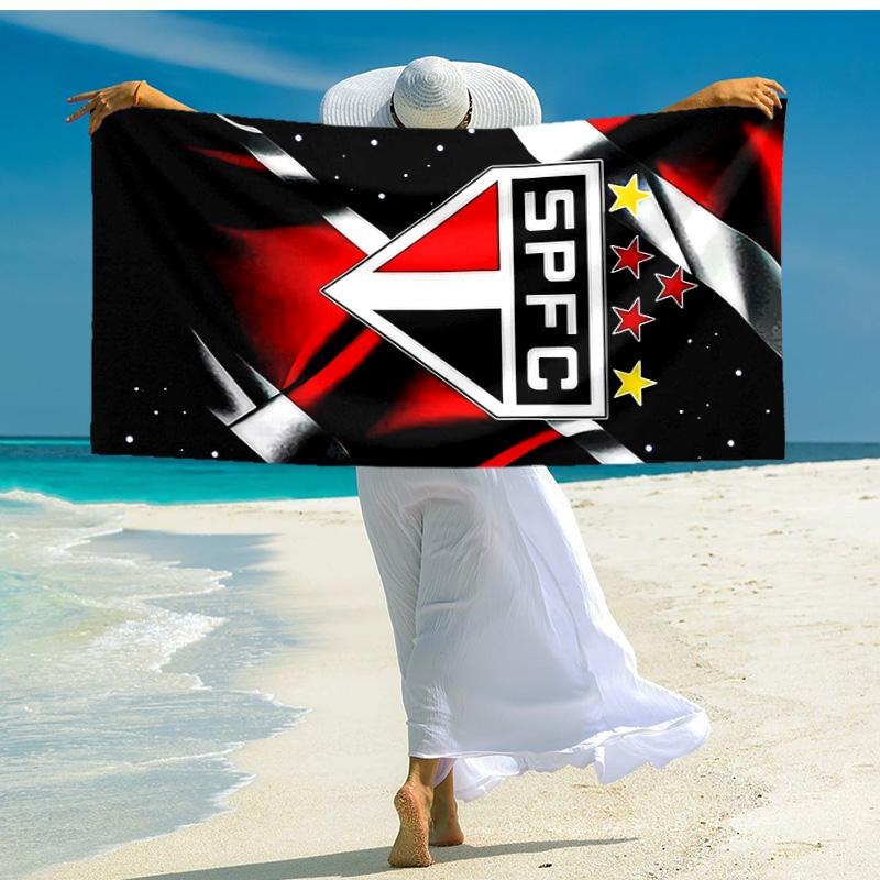 Proof Beach Towel with São Paulo FC Logo Pattern - Soft,absorbent,quick-drying,machine Washable - Perfect for Swimming,camping,bathing