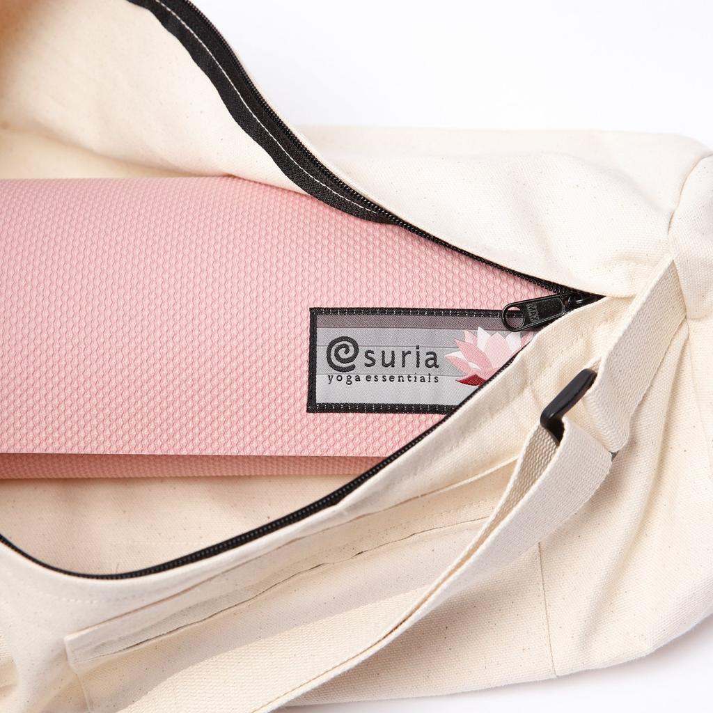 Suria Yoga Mat Bag Cotton Mat Natural Made In India Gentle To the Touch Comes with a Strap Adjustable Length Made of Organic Cotton Compatible with