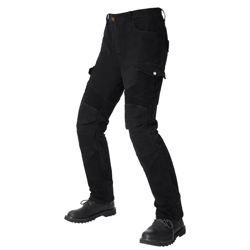 Elastic Denim Military Green Motorcycle Racing Pants - Summer Cycling & Anti-Fall Rider Gear for Men