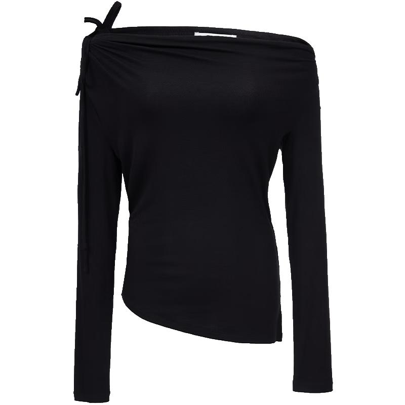 ONLY Women s Solid Drape Neck Long Sleeve T-Shirt L