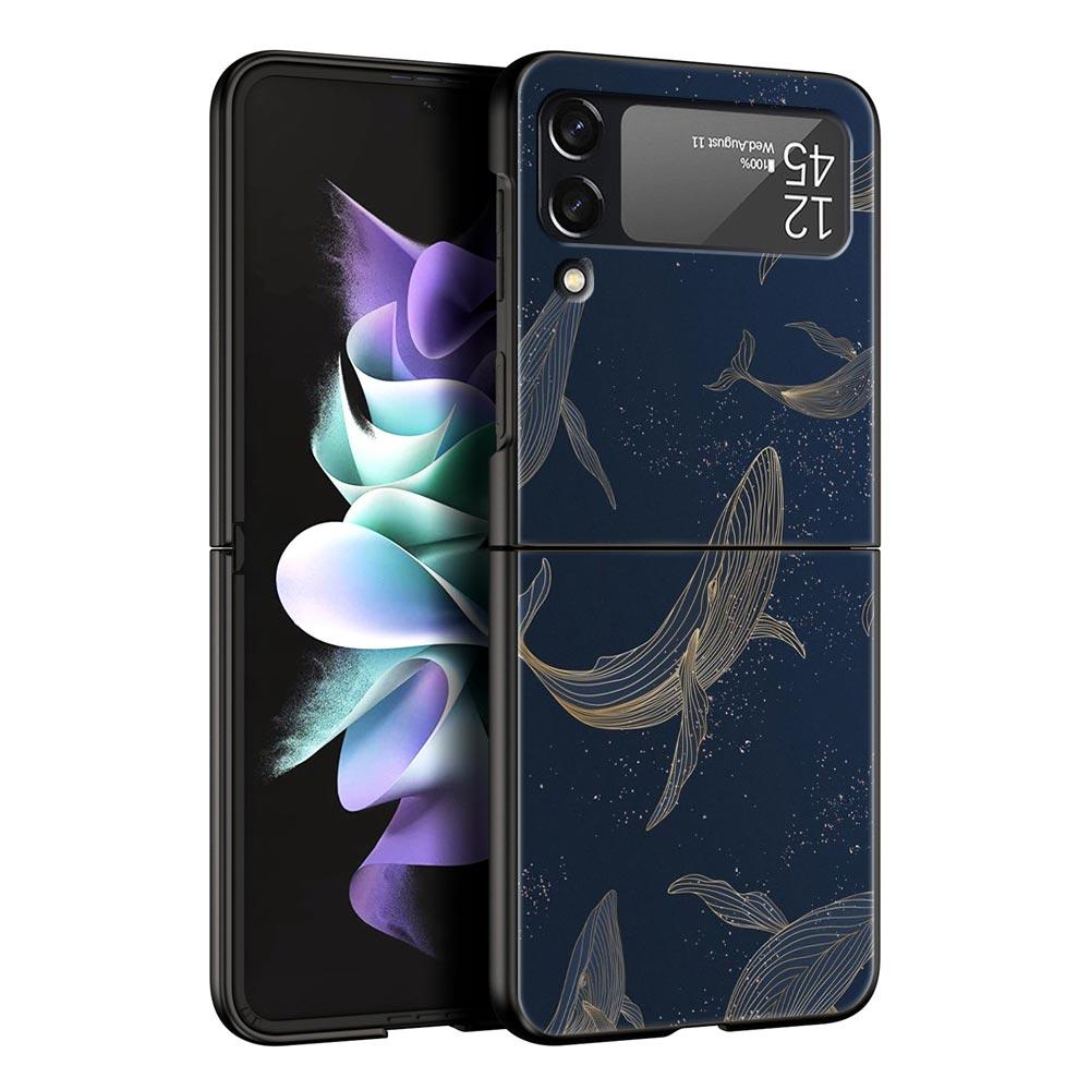 Cartoon Print Phone Case for Samsung Galaxy Z Flip 3 4 5 Folding Mobile Shell For Samsung Z Flip3 Flip4 Flip5 PC Hard Cover