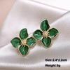 Green Hanging Earrinsg for Women Luxury Crystal Wedding Jewelry Imitation Pearl Drop Earrings new trend boucle oreille