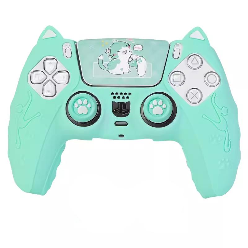 Lovely Cat Silicone Soft Protector Sticker Skin For Sony Playstation Dualsense 5 PS5 Controller Case Thumb Stick Grip Cap Cover