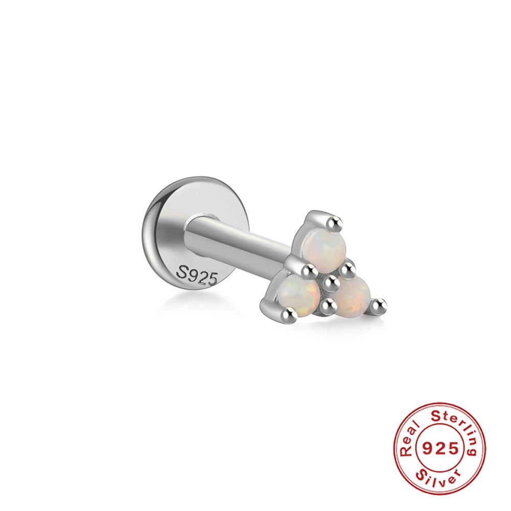 S925 Sterling Silber Opal Flachkopf Innengewinde Piercing Knorpel Ohrstecker Ohrringe Premium Sense Opal Flachboden Ohrringe