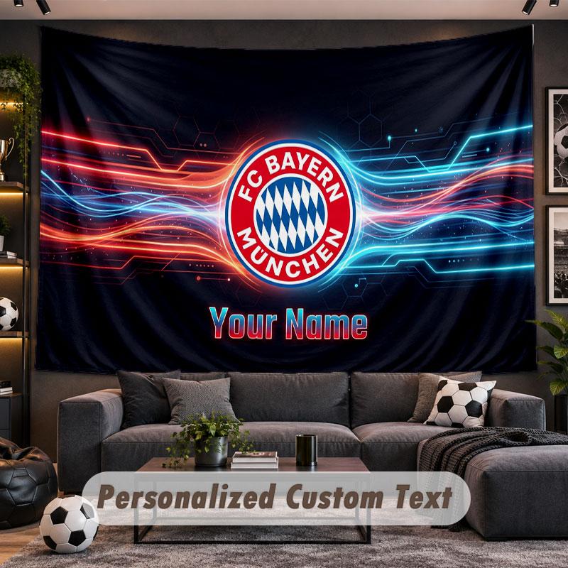 Wall Hanging Tapestry Custom NameBayern Munich Pattern Personalized Printed Fabric Wall Decor