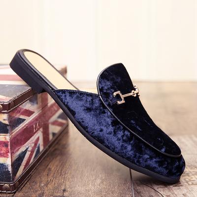 Zapatos de Hombre Medio Arrastre Estilo Británico Cómodos de Cuero Zapatos de Verano Hombre Mocasines para Exterior Zapatillas de Moda Ocio Caminar Mocasines