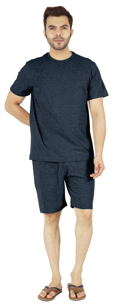 Inkmeso Solides Baumwoll-2-teiliges Nachtwäsche-Set Sommer-Shorts und T-Shirt-Set für Herren Schlafbekleidung Klassischer Pyjama