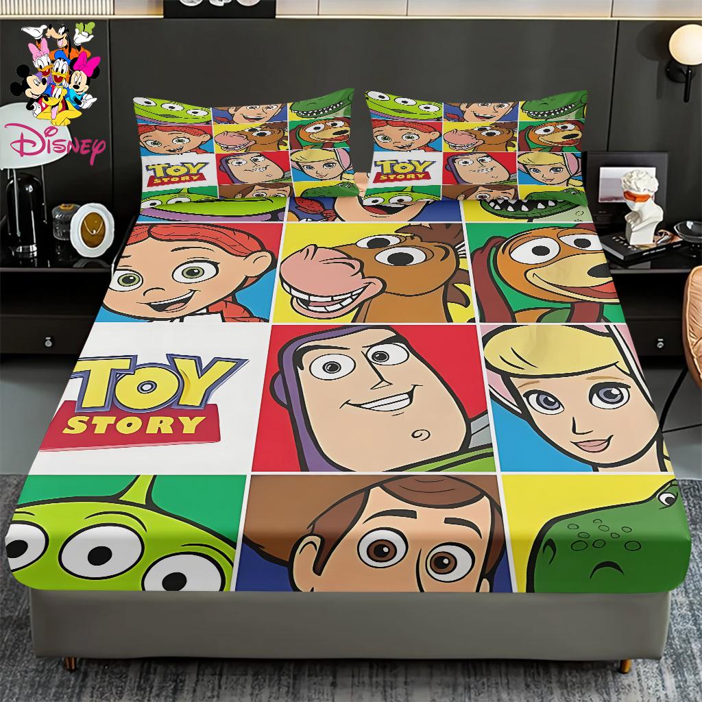 2/3pcs Disney Toy Story Cozy Fitted Sheet Set 100% Polyester Digital Print Festive Bedroom & Dormitory Decoration