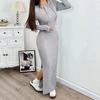 2026 Fashion Hooded Sweatshirt Dress with High Waist Slit Casual Hoodie Long Dresses Solid New Spring Autumn Slim Wrapped Party Dress
