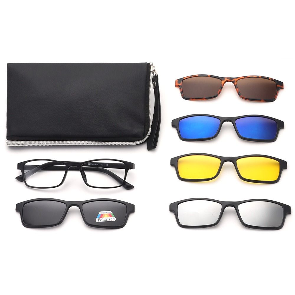 Cycling Driving Polarized Magnetic Clip On Stylish Sunglasses Pair UV400 Protection Black Glasses Frame with Sunglasses Clip 2250A