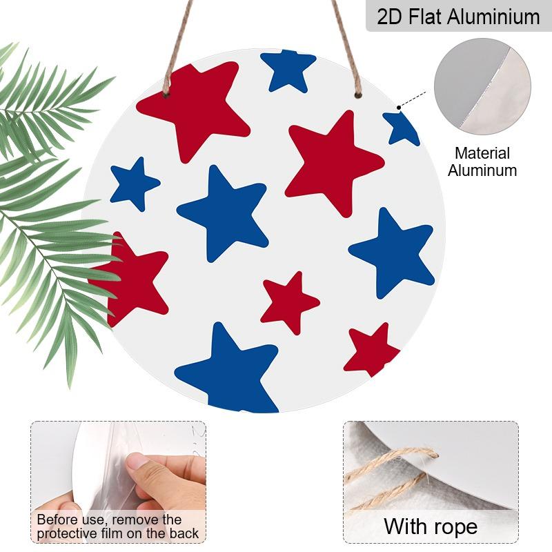 2D Flat Retro Aluminum Wall Decorations In Various Sizes. Featuring A Patriotic American Independence Day Theme with Red, White, and Blue Stars