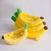 Banana Pet House with Removable Washable Cushion Soft Plush Cat Bed for All Seasons Semi-Enveloping Pet Bed for Cats