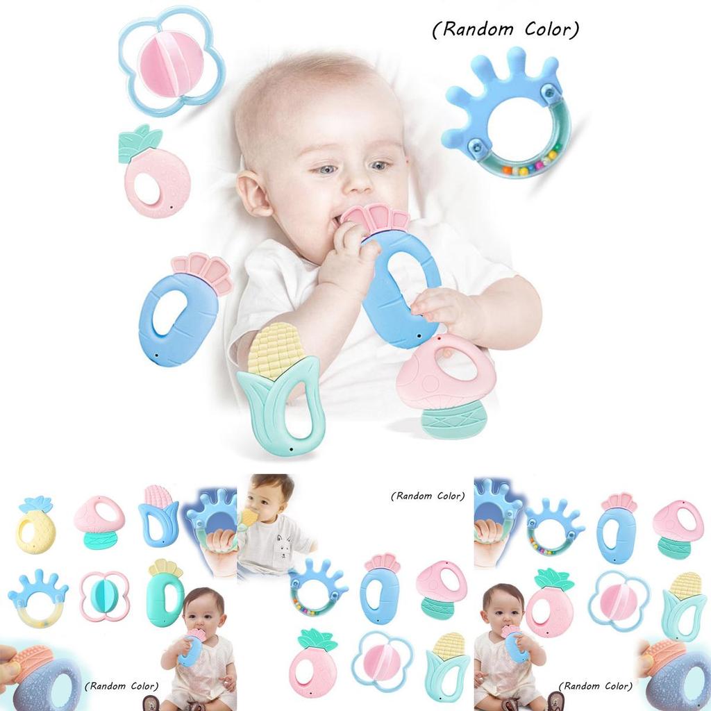 Soft Silicone Teether Handbell For Newborns Bpa-free, Boilable Soothing Toy