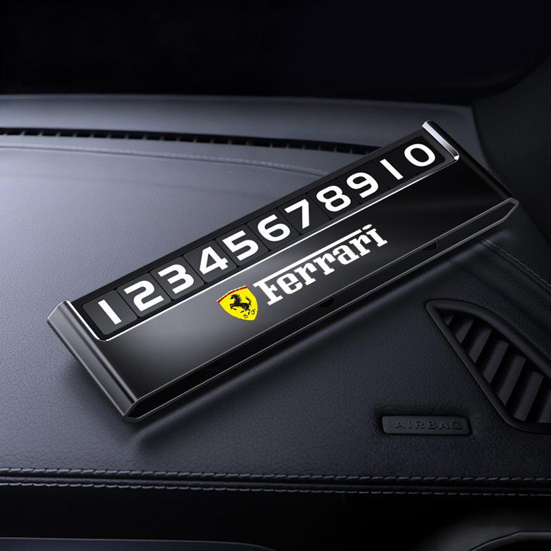 Car Temporary Parking Number Plate Metal Phone Number Card Auto Interior Accessories For Ferrari LaFerrari SP3 Spider SF90 F80 ZX0