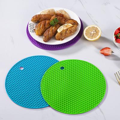 Silicone Honeycomb Round Pot Pad Thermal Insulation Mat Easy To Clean Anti-Slip Design Food-Grade Counter Hot Pad