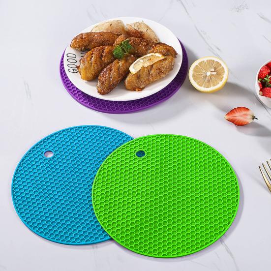 Silicone Honeycomb Round Pot Pad Thermal Insulation Mat Easy To Clean Anti-Slip Design Food-Grade Counter Hot Pad